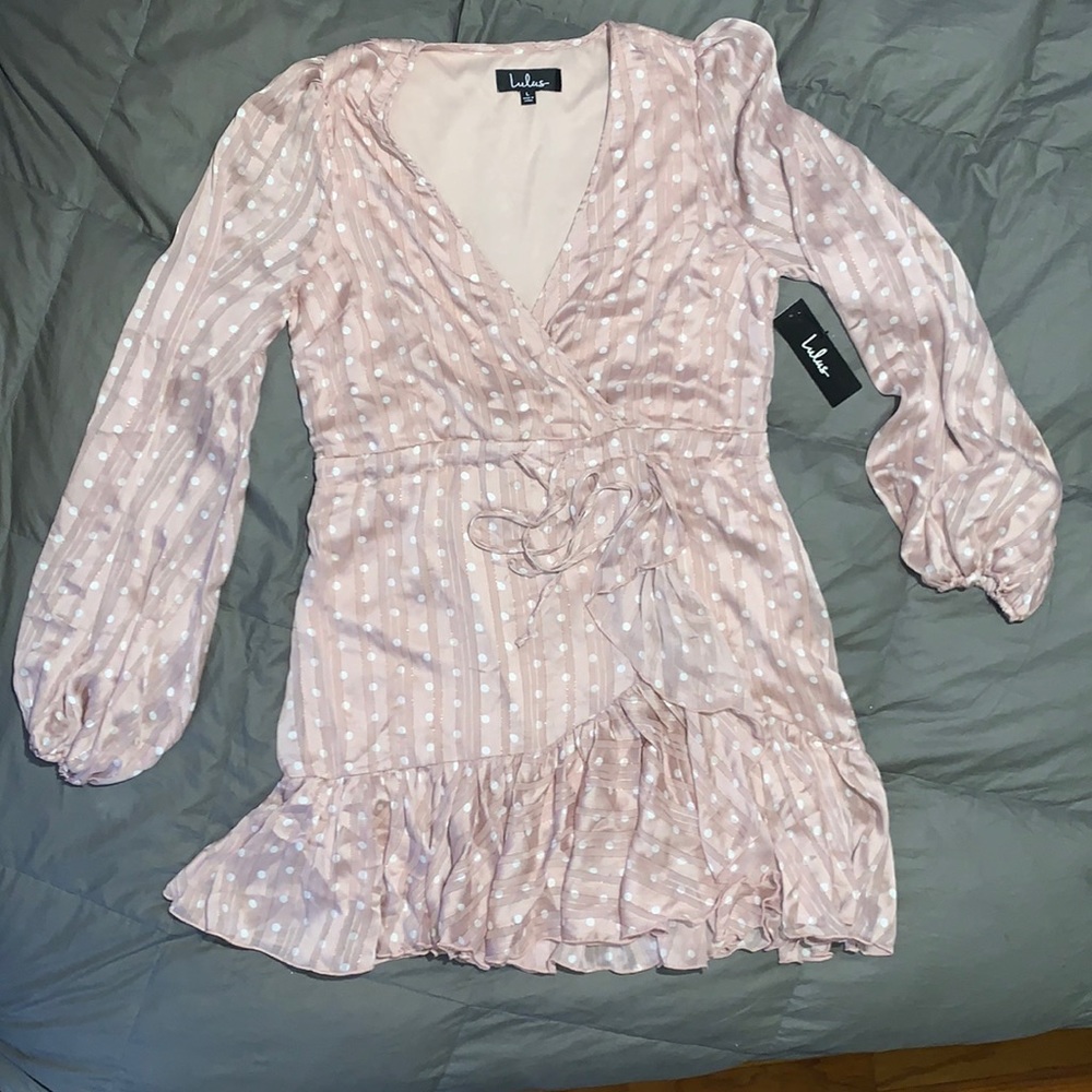 Polka dot pink bridal shower dress